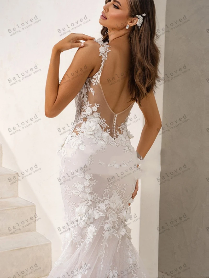 Classic Wedding Dresses For Women Sexy V-Neck Backless Bridal Gowns Lace Appliques Spaghetti Straps Vestidos De Novia Customized 4