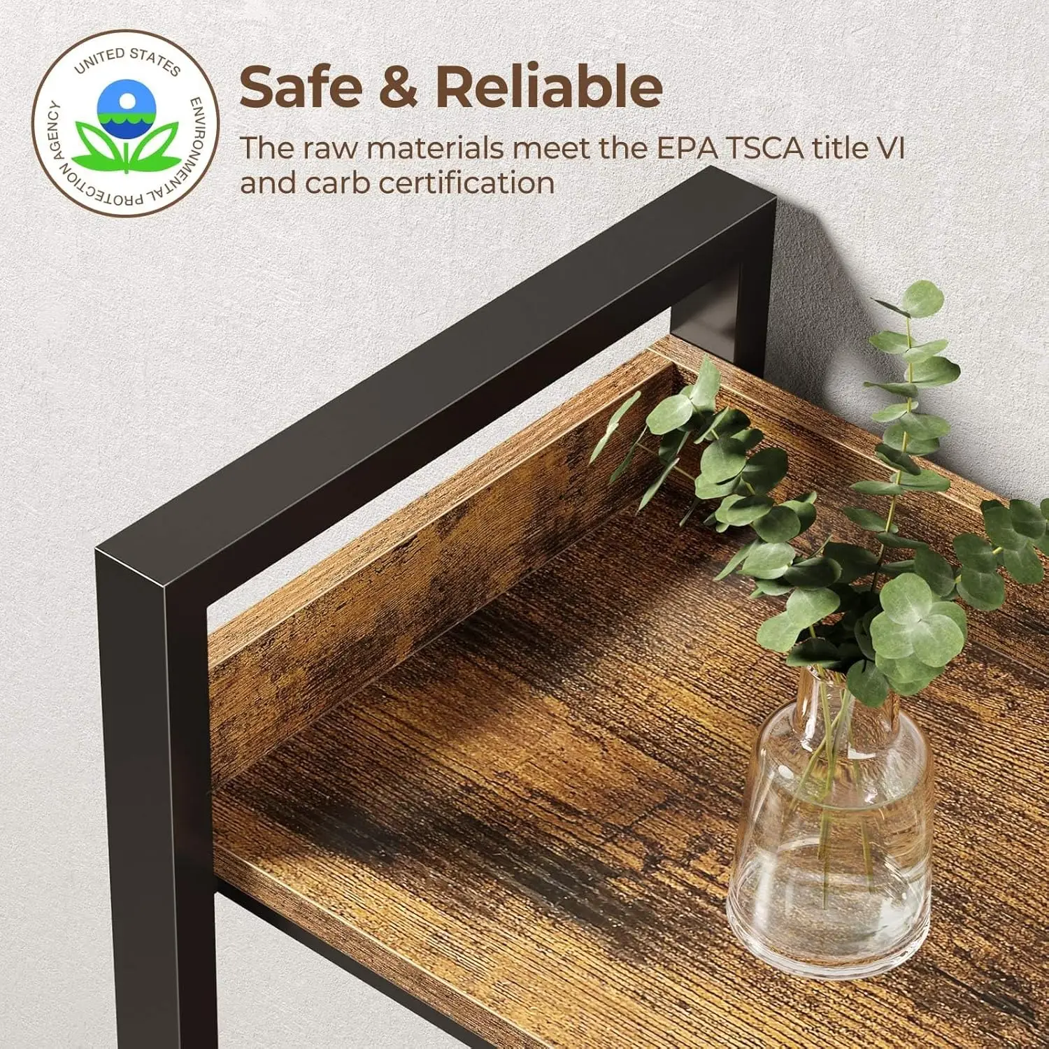Industrial Reversible Corner Bookshelf with Hooks
