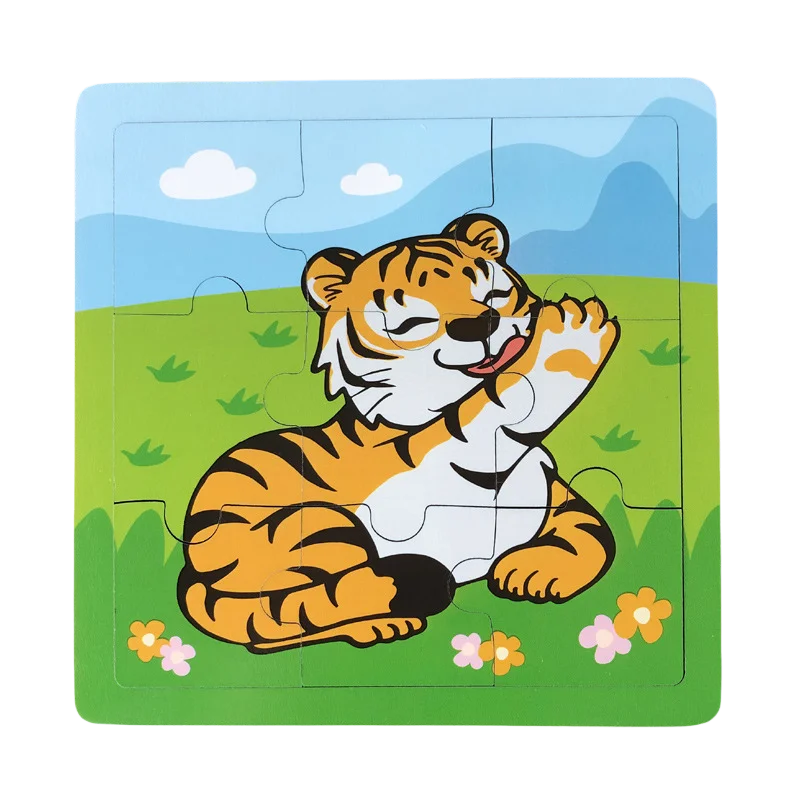 Enhanced Wooden Puzzle Set for Toddlers - Cartoon Animals & Vehicles Educational Toy