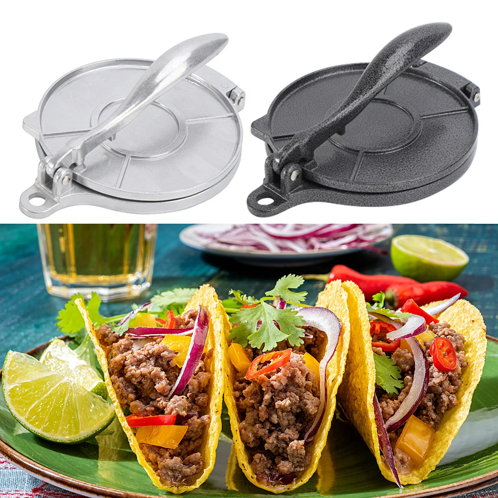 Tortilla Press Dumpling Maker Corn Tortillas Pressing Tools Aluminium Alloy Manual Dumpling Skin Maker Tool Long Handle Anti-rust for Home Kitchen Cooking
