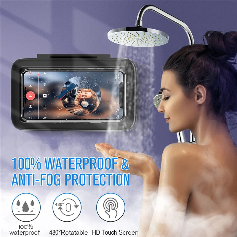 480 Rotation Waterproof Bathroom Shower Holder Box Phone Case for