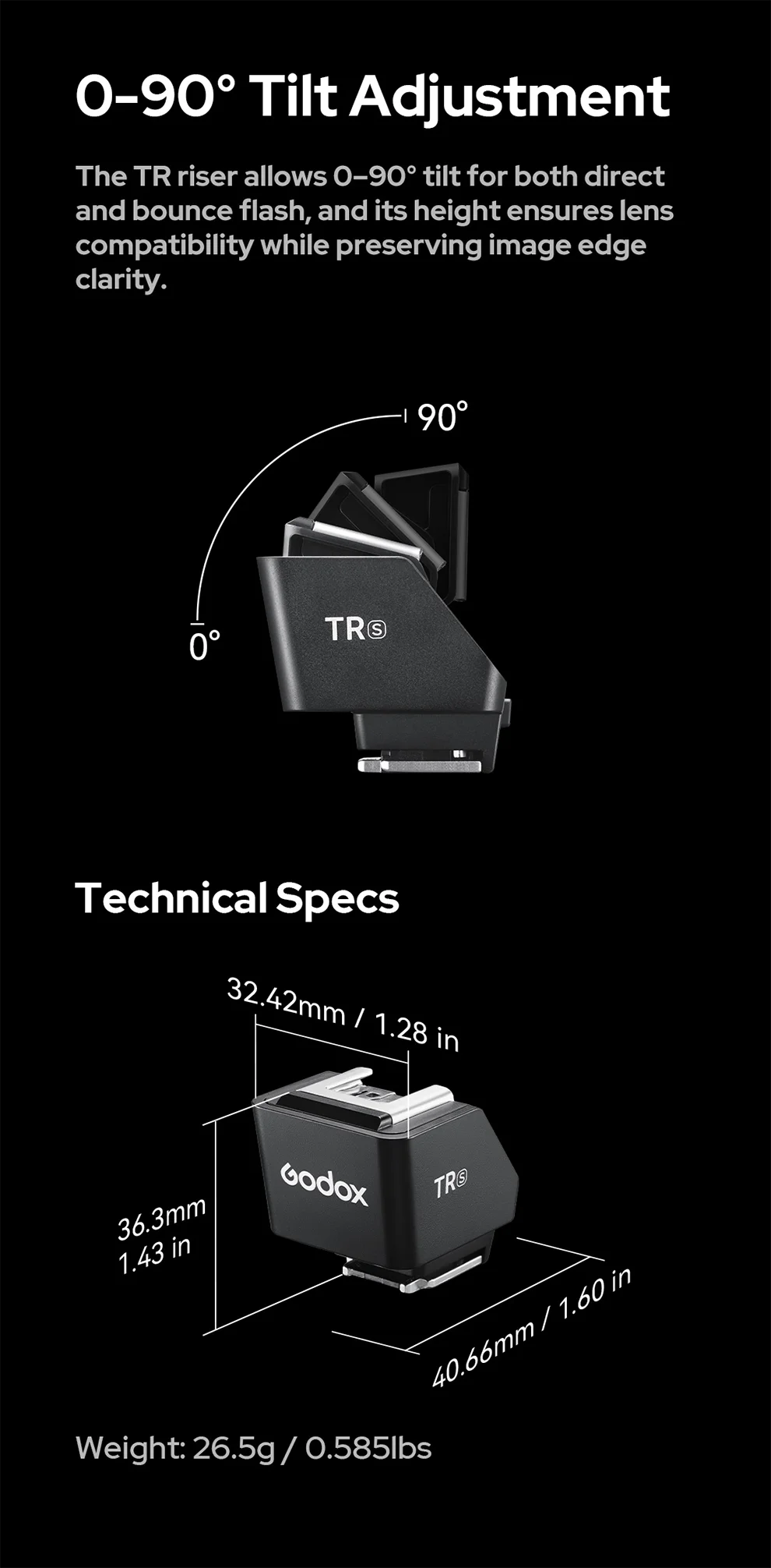 TR/ FS-R TTL Hot ShoeRiser Single Contact Folding Hot Shoe Riser with Canon Niko