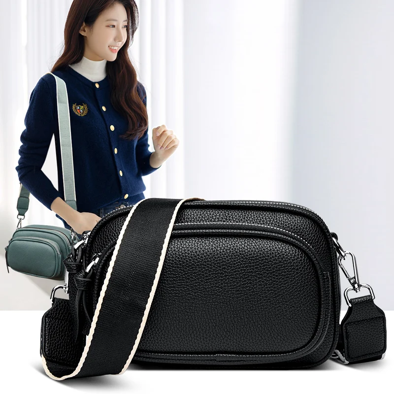 Fashion Shoulder Bag 2 layer zipper Crossbody bag For Women Female Messenger Bag