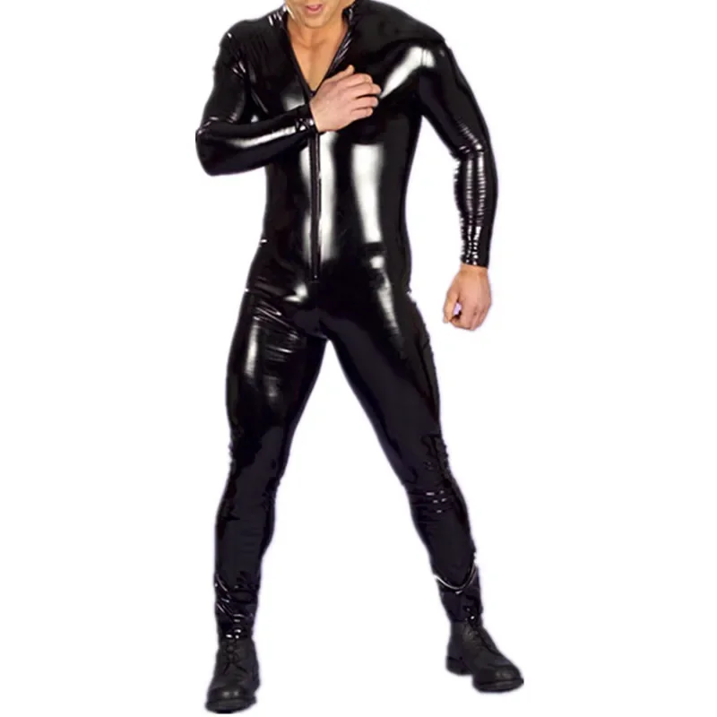 Oversized S-4XL Men Faux Leather Catsuit 1