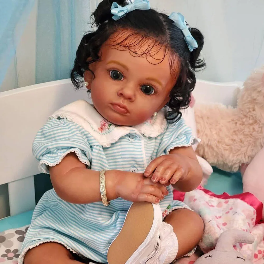 

60 CM 3D Paint Skin Cloth Body Silicone Reborn Baby Doll Tutti Girl Toddler Art Bebe With Blood Vessels Lifelike Hand Made Toy