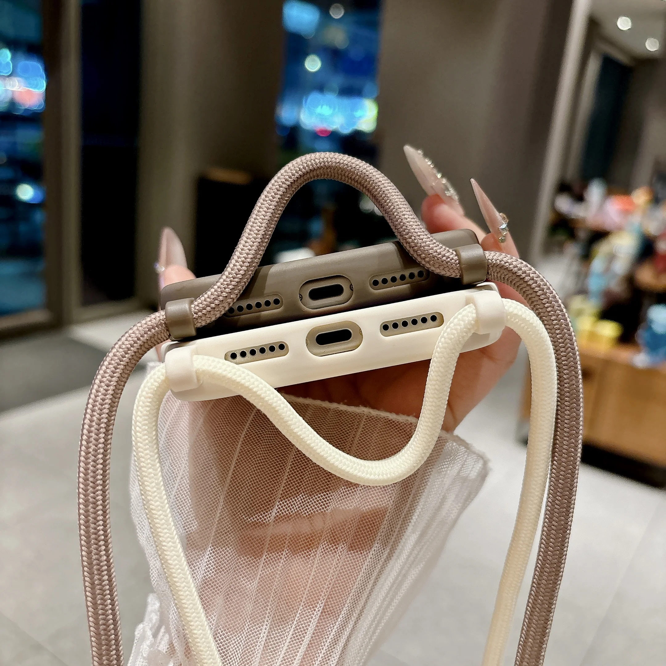 Silicone Phone Case with Adjustable Crossbody Lanyard Strap - Soft Protective Cover