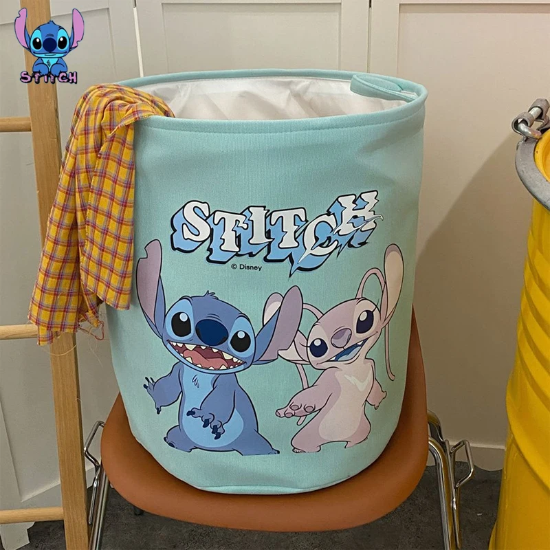 

Miniso Stitch New Large Dirty Clothe Basket Kawaii Creative Anime Fold Storage Water Proof Household Bathroom Cloakroom Supplies