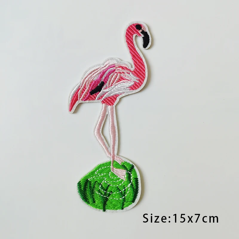 Pink Flamingo Embroidery Fabric Stickers, Fashion Labels, High-End Clothing Accessories, Samples