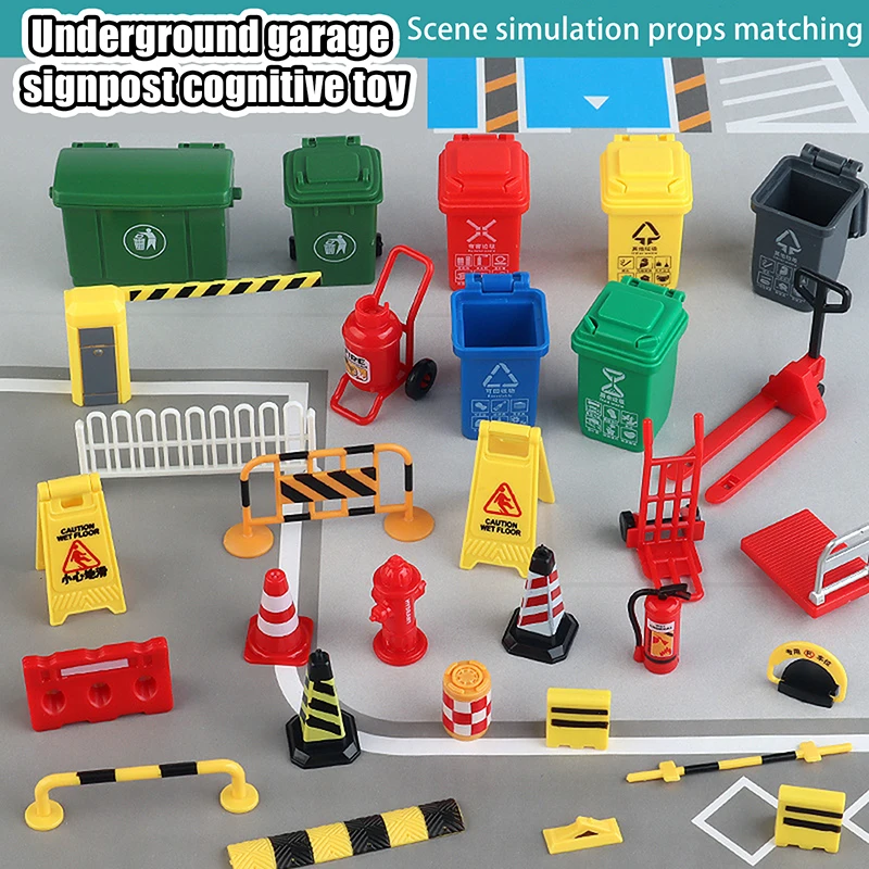 Road Infrastructure Parking Sand Table Scene Layout Materials Diorama Kits Mini Simulation Traffic Obstacles Model Props 15PCS