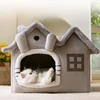 Foldable luxury pet house with detachable mat for winter warmth dog cave sofa pet bed house suitable for small medium-sized pets 3