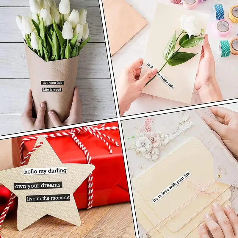 Small Talk Stickers 8 Sheets Decorative Journaling Scrapbooking Supplies Kit DIY Crafts Retro Vintage Words Phrases Aesthetic