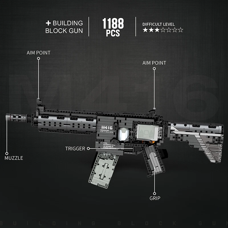 1188PCS M416 Rifle Building Block Model City Police Military