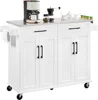 Kitchen Island Cart with Storage & Stainless Steel Countertop, Portable Kitchen Island on Wheels with Cabinet 1