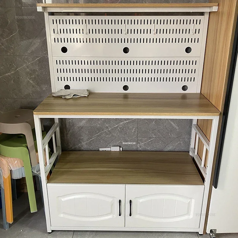 Modern Creative Kitchen Cabinets with Perforated Board Multifunctional Food Preparation Table Integrated Kitchen Storage Cabinet 5