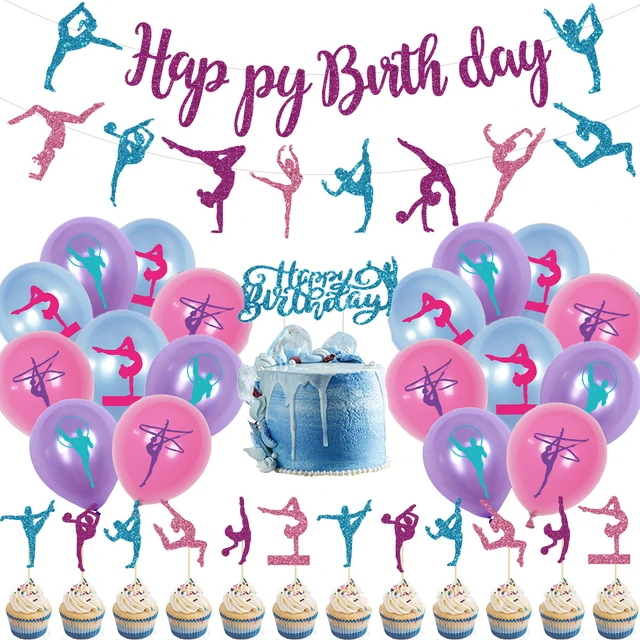 Sursurprise-Décoration de fête d'anniversaire à thème, ballons, bannière joyeux  anniversaire, décoration de gâteau, fournitures