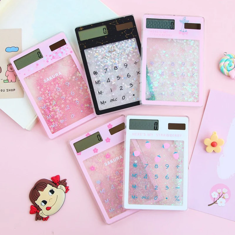 

Creative Quicksand Cute Calculator Transparent Calculator Solar Energy Calculator Student Portable Touch Mini Solar Calculator