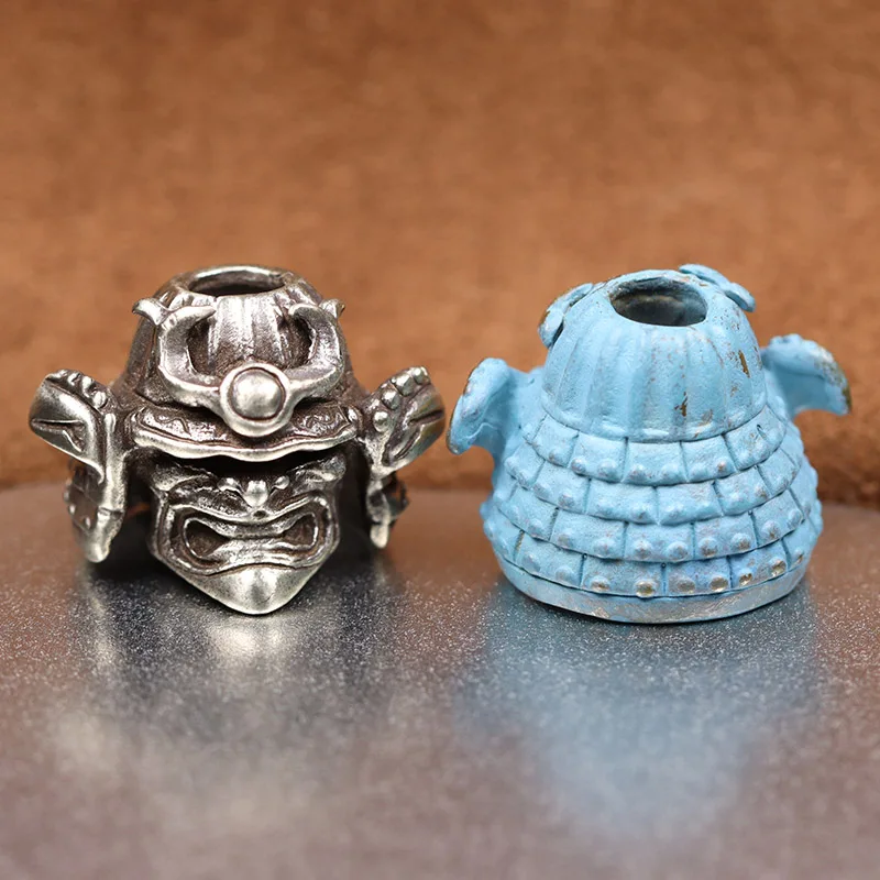 Japanese Samurai Generals Helmet Skull Head Brass Knife Bead