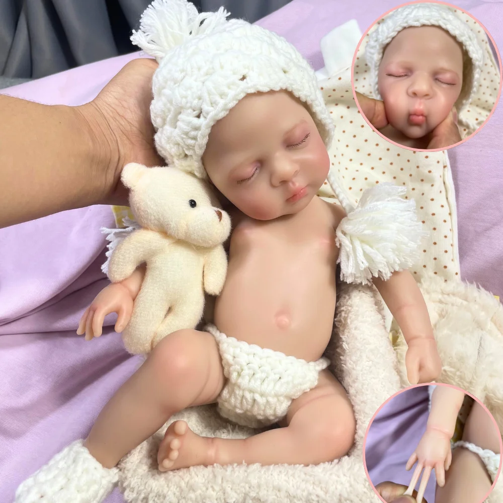 Mini 13 Inch Reborn Baby Doll Luna Girl Full Silicone Washable Body Soft Solid Silicone Doll Birthday Christmas Gift