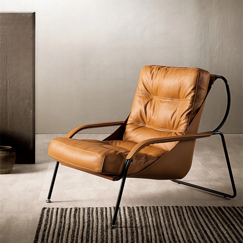 

Italian Style Living Room Chairs Handrail brown Modern Luxurious Living Room Chairs Hotel Fauteuils De Salon Replica Furniture