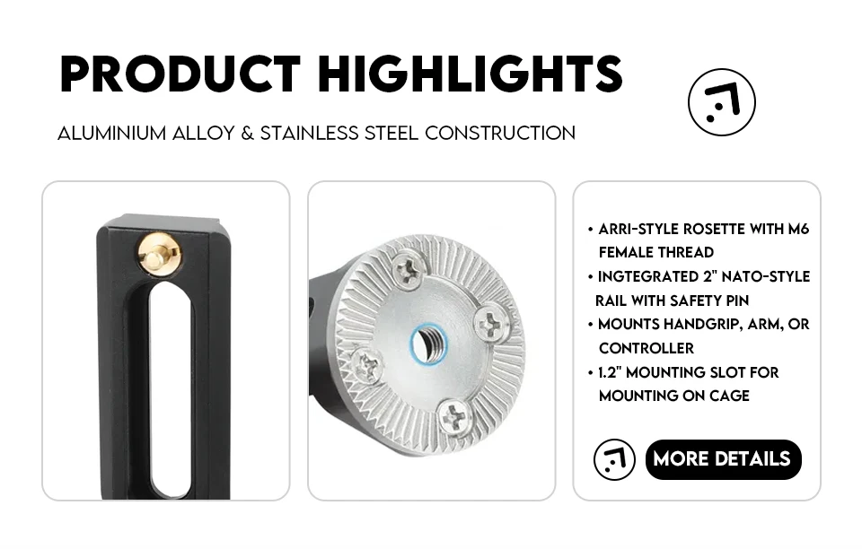 Description Picture 3 of itemKAYULIN ARRI Type Rosette Lock With 15mm Rod Clamp/NATO Clamp/NATO Rail For DSLR RIG Film Camera Grip Handle Extension Arm DIY