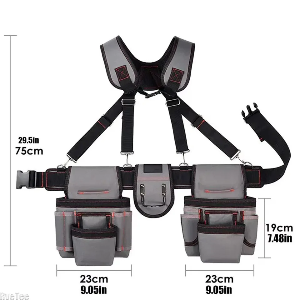 Tool Belt With Suspenders, Heavy Duty Magnetic Tool Belts For Men With 18 Pockets, Tool Belt - View #8