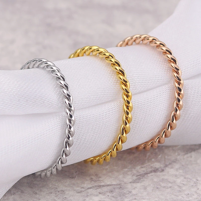 New Stainless Steel Twist Stacker Ring for Women High Quality Cubic Zirconia Stone Finger Ring Bijoux Femme Jewelry Girls Gift 6