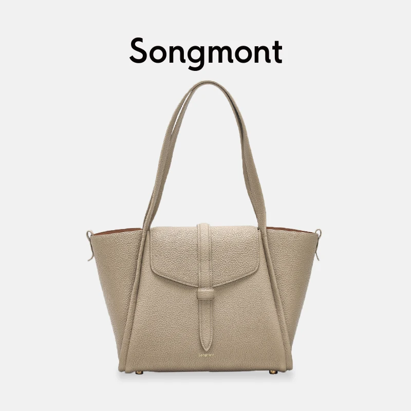 

Songmont Women’s Medium Song Tote Bag Genuine Leather With Detachable Inner Zipper Bag Large Capacity Shopping Bag Shoulder Bag