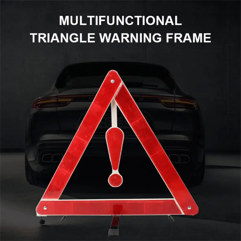 

Red Car Reflective Warning Signs Car Emergency Breakdown Warning Exclamation Point Tripod Car Triangle Warning Rack Reflector