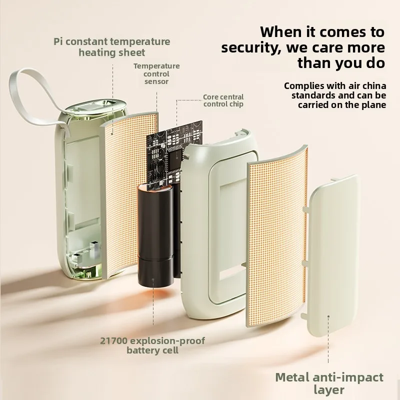 USB Charging Detachable Hand Warmer, Digital Temperature Display Portable Heater Power Bank Lanyard 2 In 1