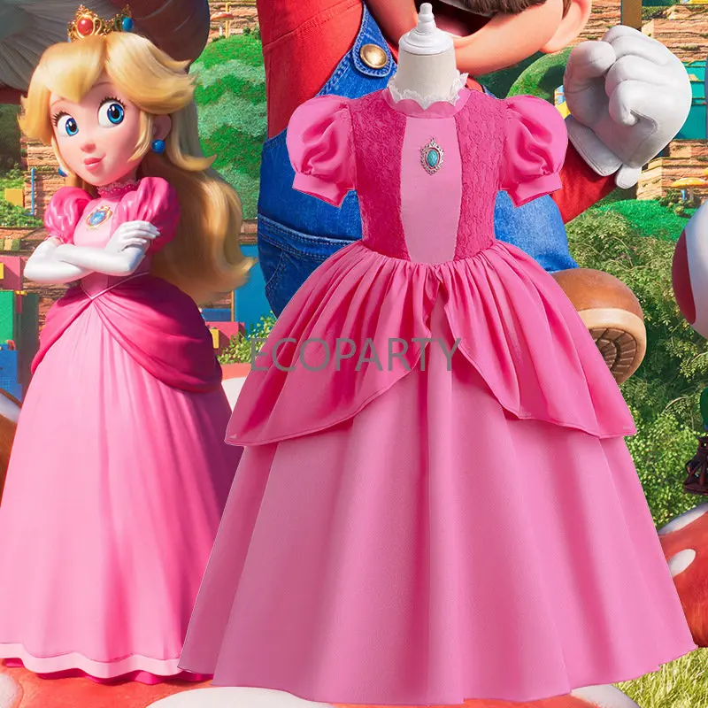 

Girls Cosplay Princess Peach Costume for Girls 2023 New Style Carnival Party Halloween Fancy Dress Up Children Disguise Clothing