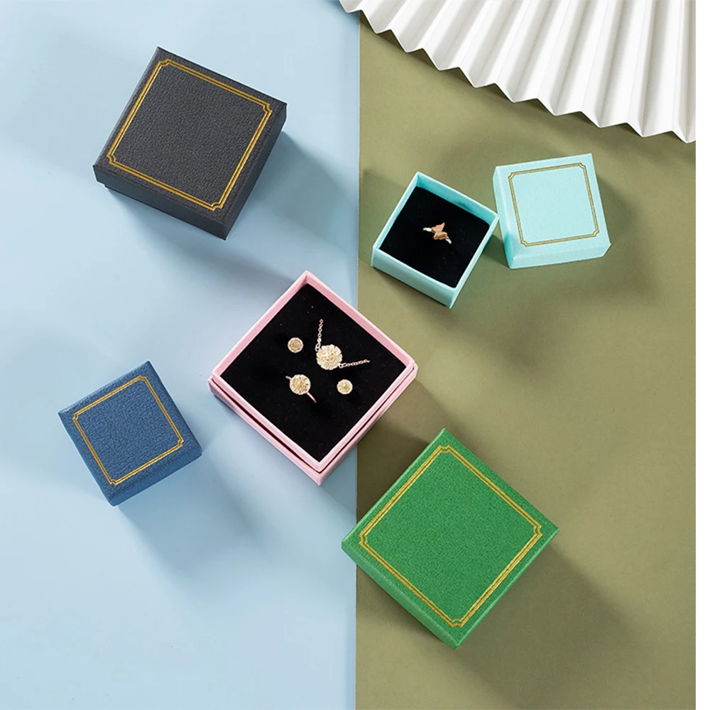 24pcs Kraft Paper Cardboard Jewelry Boxes Storage Display Carrying Box For Necklaces Bracelets Earrings Rings Square Rectangle