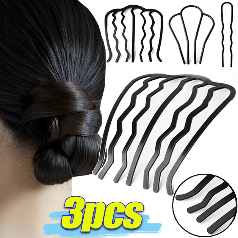 Zegnuem French Hair Pin, 4 pezzi, Argento, Forcina per Capelli Francesi a Forma di U, Grande French Twist Hair Pin per Donna, Styling Capelli Accessori