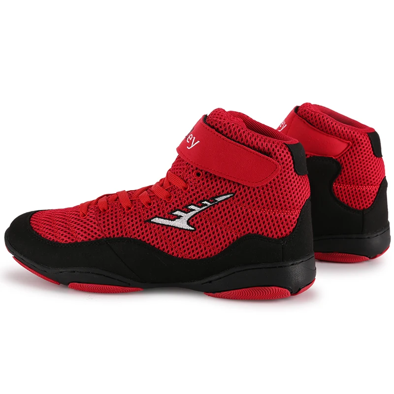Professional Fighting Shoes Neutral Red Wrestling Boots Mesh Breathable Boxing Shoes Wrestling Professional Fighting