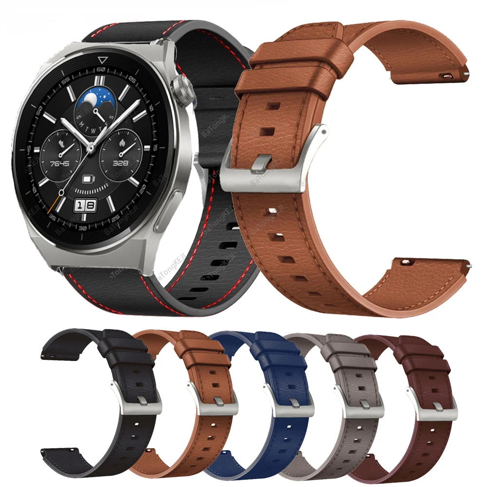 

Leather Strap 22mm for Huawei Watch GT 2 GT3 Pro 46MM Strap Wrist Band for HUAWEI WATCH GT 3 Pro 46mm/GT Runner 46mm Smart Watch
