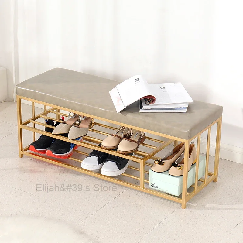 

Classic European Shoe Cabinets Seat Luxury Metal Shoe Cabinets Storage Bench Muebles Para El Hogar Living Room Furniture OC50XG