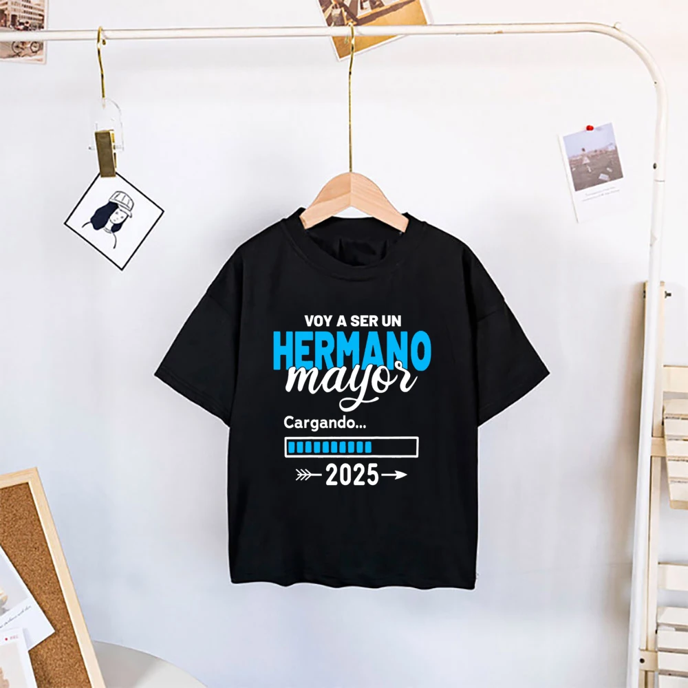 I'm Being Promoted To Big Sister Big Brother 2025 Kids Shirt Baby Announcement T-shirt  Spanish Print Child Tops Summer Clothes 4