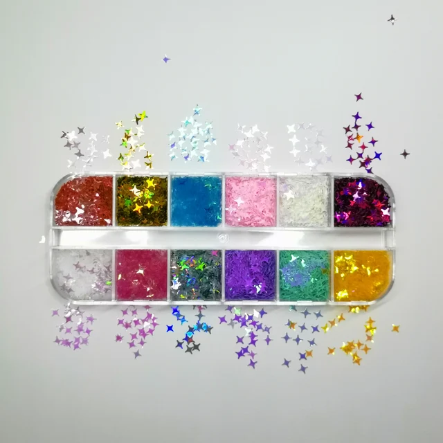 Holographic Butterfly  Heart Multi Shape  Laser Symphony Butterfly Sequins 3D Colorful Sequins Manicure  Nail Art Decoration A012