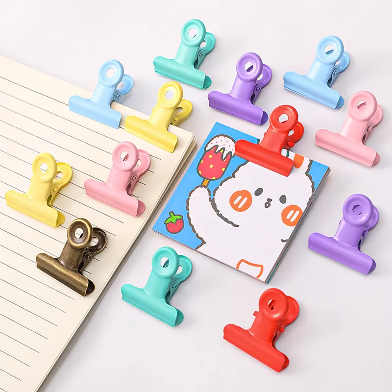 

2 Pc Metal Binder Clips Multicolor Folder Notes Photo Letter Paper Clip Clamp School Office Stationery for Kids Student Prize