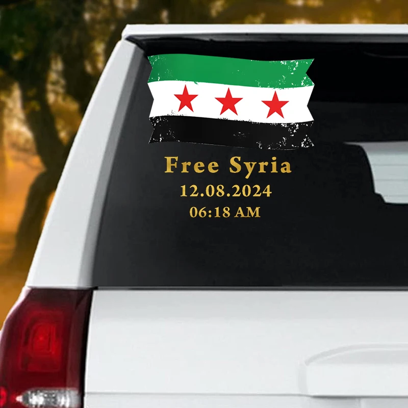 Wall Stickers Syria Flag with Text Free Syria for Living Room Bedroom Fridge Window Car