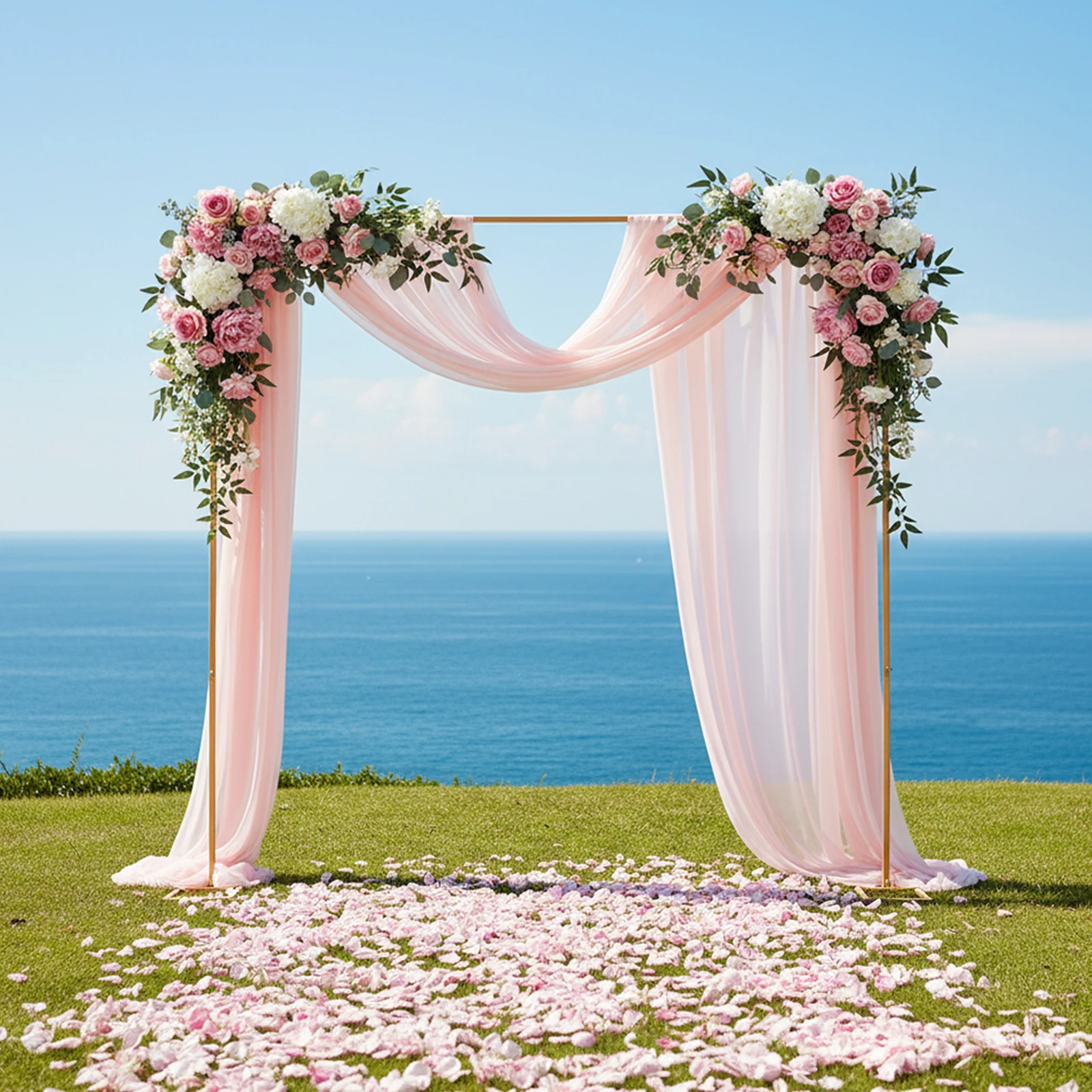 3m Large Metal Square Wedding Arch Stand Gold Arched Backdrop for Ceremony Garden Outdoor Party Event Decor Easy Assembly
