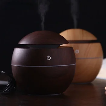 130ML Air Humidifier Ultrasonic USB Aroma Diffuser Wood Grain LED Night Light Electric Essential Oil Diffuser Aromatherapy Home 2