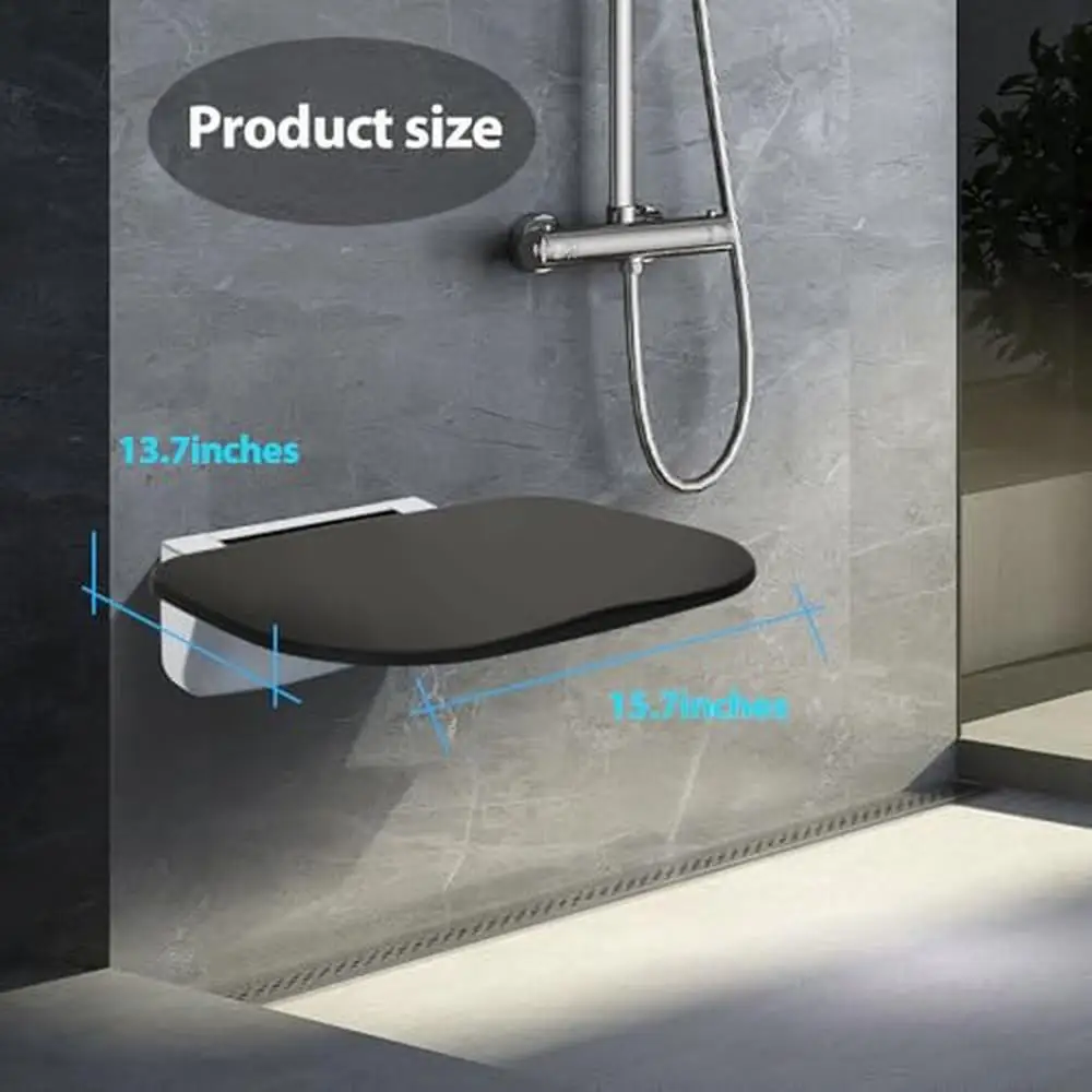 Foldable Wall Mounted Shower Chair 400lbs Capacity Space Saving Bathroom Seat 5