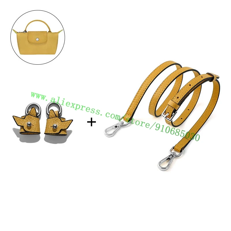 Silvery Hardware Adjustable Shoulder Strap For Longcharm Mini Handbag Le Pliage Bag Crossbody Carry Belt 2 Holders + 1-Strap