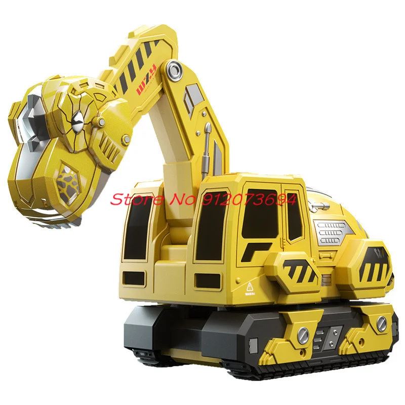 Alloy Children Remote Control Excavator Toy Car 2.4G 12 Channel Analog sound effects Cartoon Dinosaur Boy RC Excavator Toy Car 6