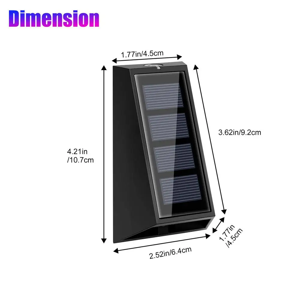 2pcs Solar Colorful Wall Lamp Rgb Waterproof Up Down Color Changing Decoration Light For Patio Yard Decor