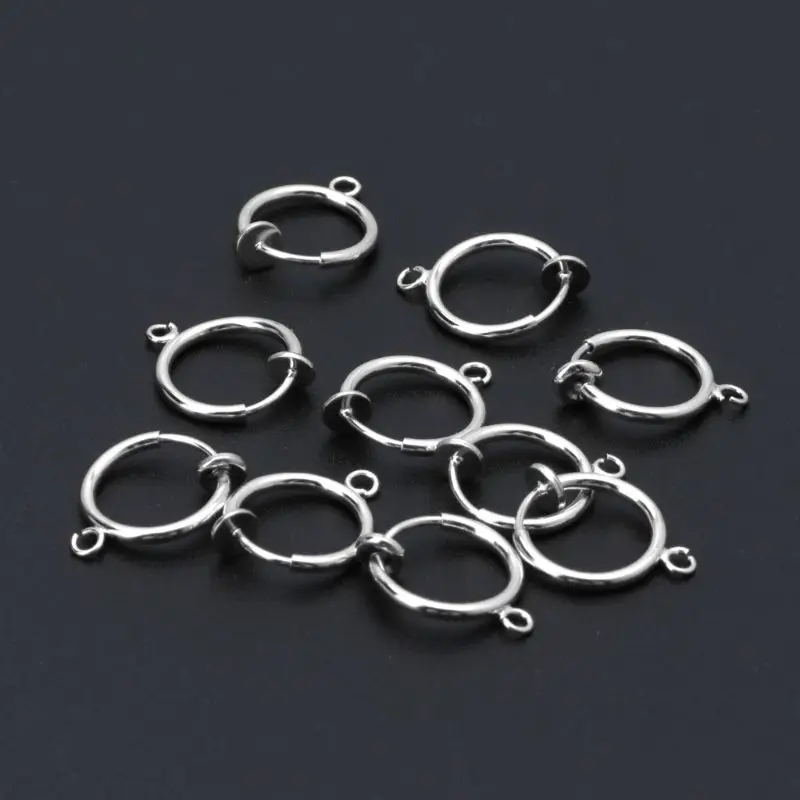 10Pcs Round Brass Clip-on Hoop Earrings for Non-Pierced Ear DIY Earring Making Accessary Creation Girl Gift Earring Hoop 3