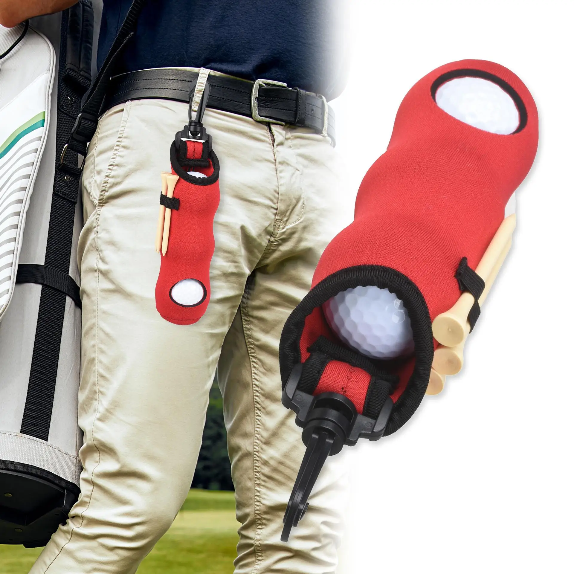4 Pcs Golf Ball Tee Holder Neoprene Pouch Golf Ball Carry Bag Multicolor Portable Accessories for Man Woman