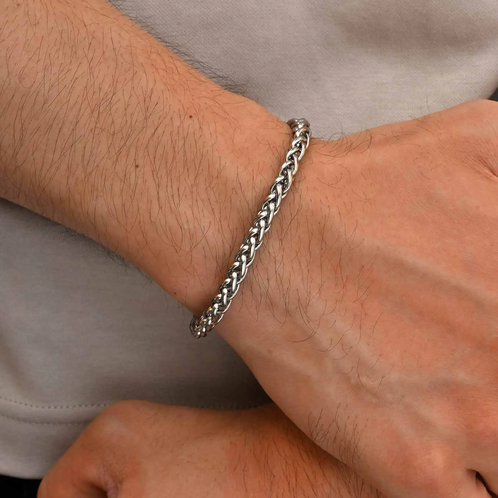 2pcs Hip Hop Bracelet for Men Boys,Four-point Star Stacked Chain Link Wristband,Trendy Jewelry Gift