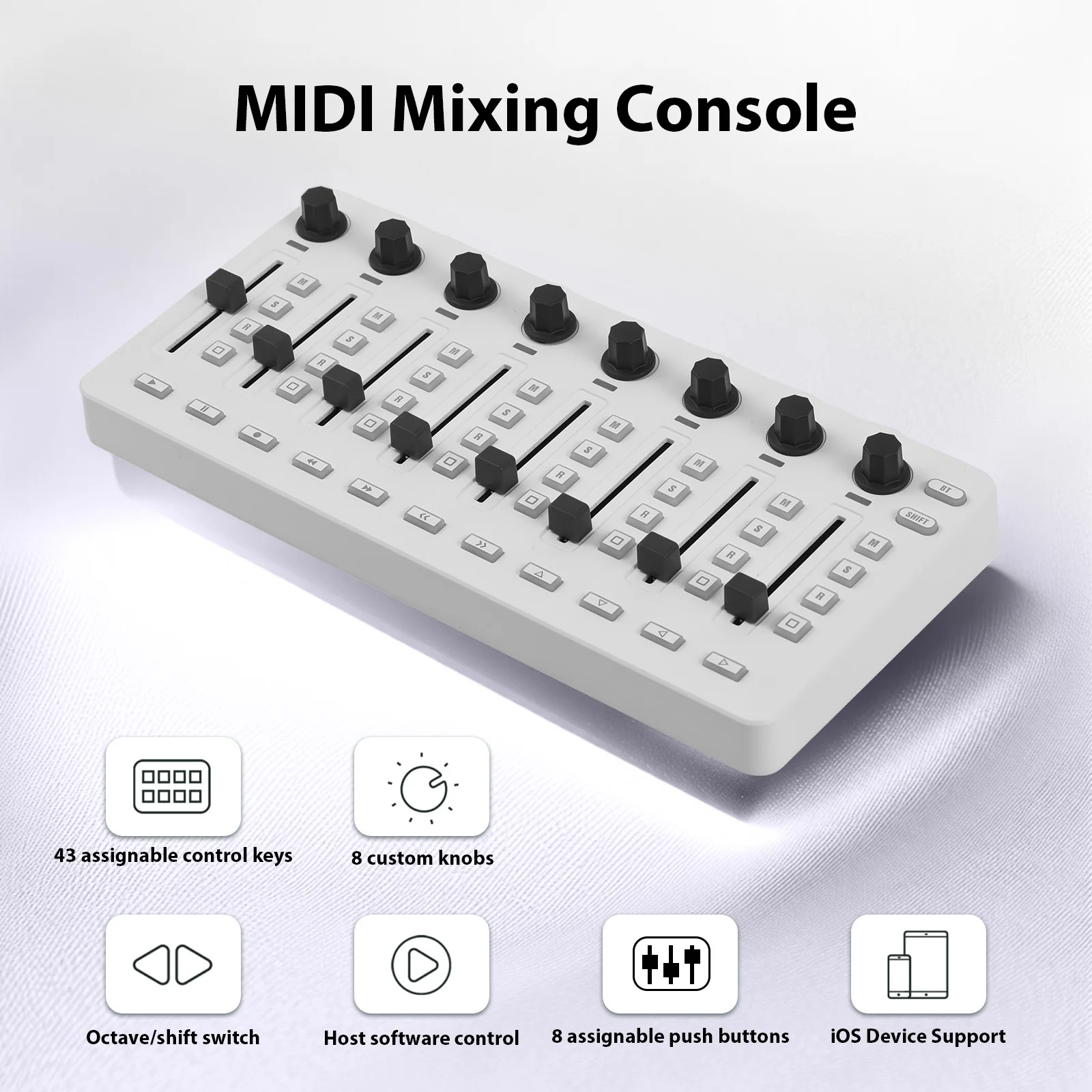 

MIDI Controlle MIDI Mixing Console BT Connection Battery Type-C Supply USB Controller Mixer for Most Electroacoustic Instruments