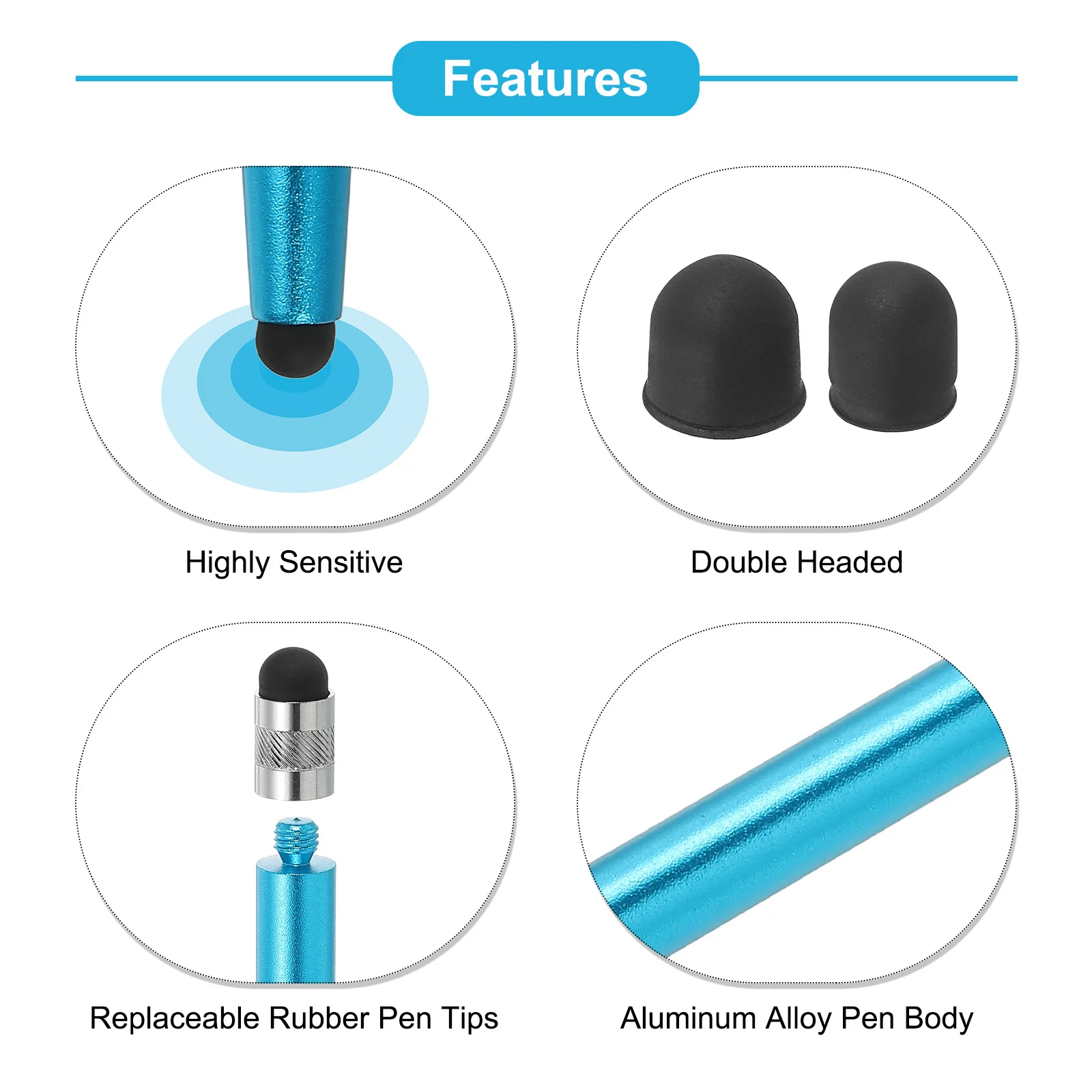 3/5Pcs Stylus Pen Dual Rubber Tips Capacitive Stylus Universal Mobile Phone Tablet Pen Sensitivity Precision